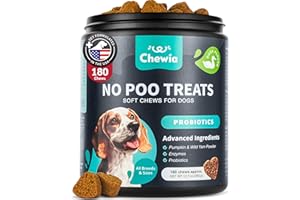 CHEWIA No Poo Chews for Dogs - Coprophagia Deterrent - Dog Probiotics for Digestive Health with Enzymes - Canine Stool Eating Deterrent - Digestive, Dental, Gut & Immune Health Treats - No Poop Eating