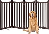 Yaheetech Wooden Dog Gate Indoor 4 Panels 91 cm H x 202 cm L Espresso view 1