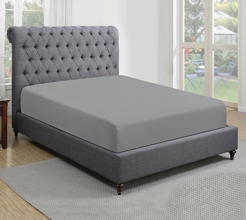 Sapphire Collection 200 Thread Count Egyptian Cotton Fitted Sheet Grey Double