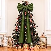 Knitgrip 20 x 71 Inches Christmas Extra Large Velvet Bows Christmas Tree Topper Decor Giant Xmas Tree Toppers Bows for Home Wreath Wall Backdrop Birthday Wedding Party Decorations(Moss Green)