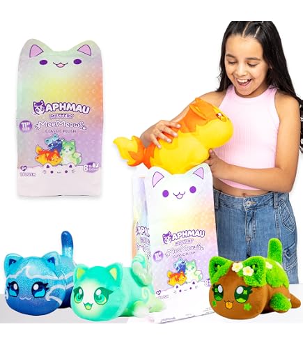 Aphmau Meemeows Plushies Aphmau Meemeows Angel And Demon Cat Plushie Cat Food Plushies Cat Mee Meow Aphmau Cute Anime Cartoon Cat Stuffed Figure Toy Plush Pillow Gift For Fans Kids (Black White