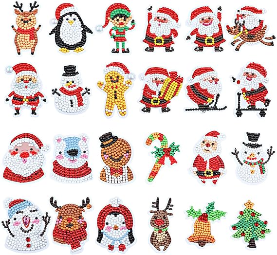 24 Pieces Christmas Diamond Sticker 5D DIY Diamond Painting