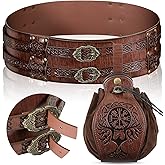 LEIFIDE 2 Pcs Medieval Viking Belt Leather Pouch Renaissance Belt Medieval Bag Pirate Viking Cosplay Accessories