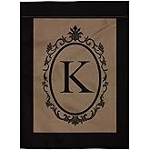 pingpi K Monogram Double-Sided Burlap Garden Flag - 12.5"W x 18"H
