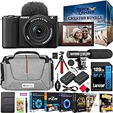 Sony ZV-E10 II Mirrorless Alpha APS-C Camera Body + 16-50mm F3.5-5.6 OSS II Zoom Lens Black ZVE10M2KB Content Creators Bundle with Deco Gear Case + Microphone + Extra Battery + Tripod Accessories Kit