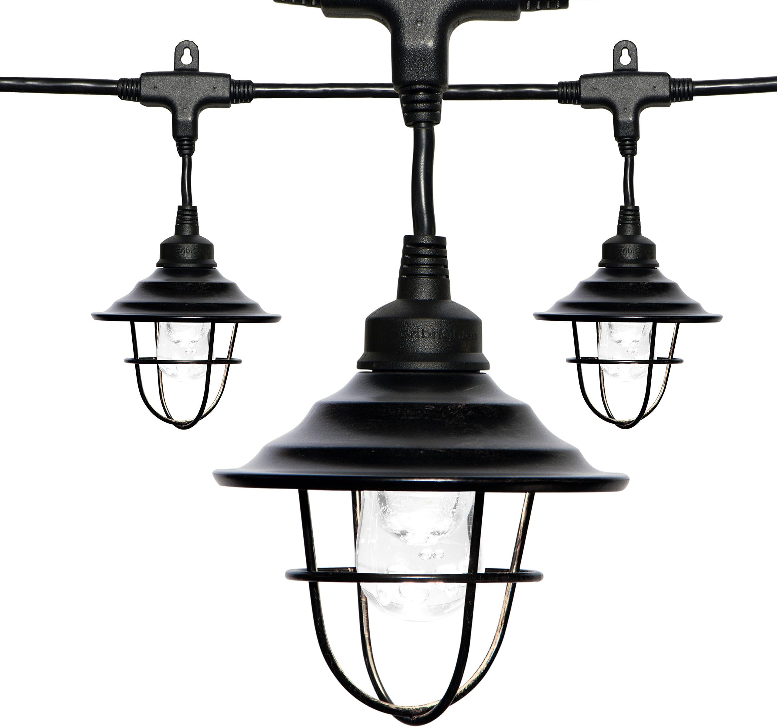 Enbrighten  Classic  LED Café  Lights  with Oil-Rubbed Bronze Lens Shade,  Outdoor  String  Lights , Black, 48ft, 24 Impact Resistant Lifetime Bulbs, Premium, Shatterproof, Weatherproof, Indoor/ Outdoor , 43365