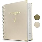 LADY&HOME Wedding Planner Book and Organizer, Linen Cover Wedding Planner Book, Bridal Planning Binder for Bride to be Gifts with Calendars, Checklist and Pockets (Apricot)