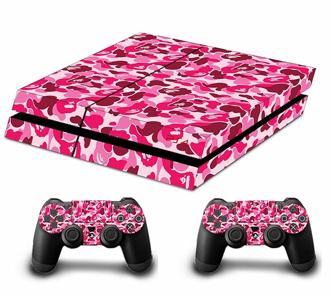 Stillshine Camouflage Tankstopp Skin Sticker FACEPLATES für Konsole PS4 x 1 und das Controller x 2 rosa pink