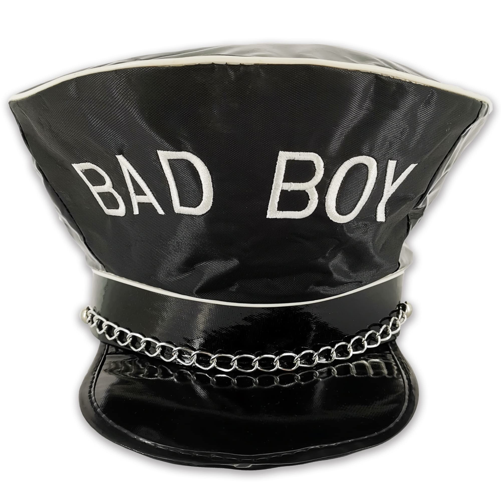 Black Shiny Bad Boy Rebel Hat for Adults – Bold Funny Fancy Dress Hat for Stag Do’s, Parties, Festivals, Photo Booths & Novelty Outfit Themes