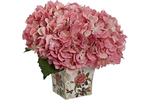 Nearly Natural 1373-PK Hydrangea Silk Arrangement with Floral Planter