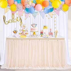 QueenDream Tulle Table Skirt for Rectangle 2 Layer