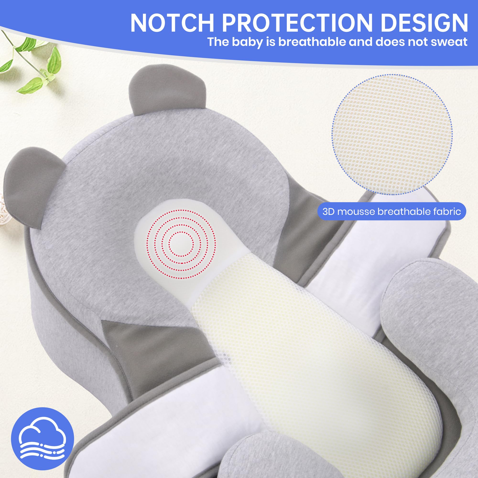 Rootling Baby Feeding Pillow, Anti Overflow Feeding Pillow for Reducing Spit-Up, Safety Nursing Pillow, Baby Lounger Reflux Wedge Breastfeeding, Removable top and Bottom