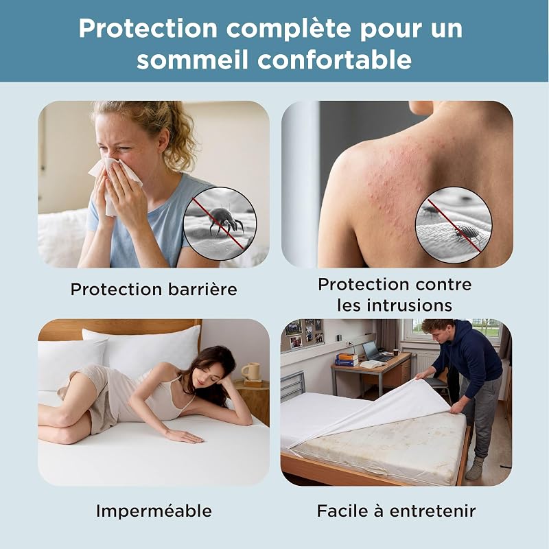 Housse Matelas 140x190x30 cm - Anti-Punaises Alèse imperméable