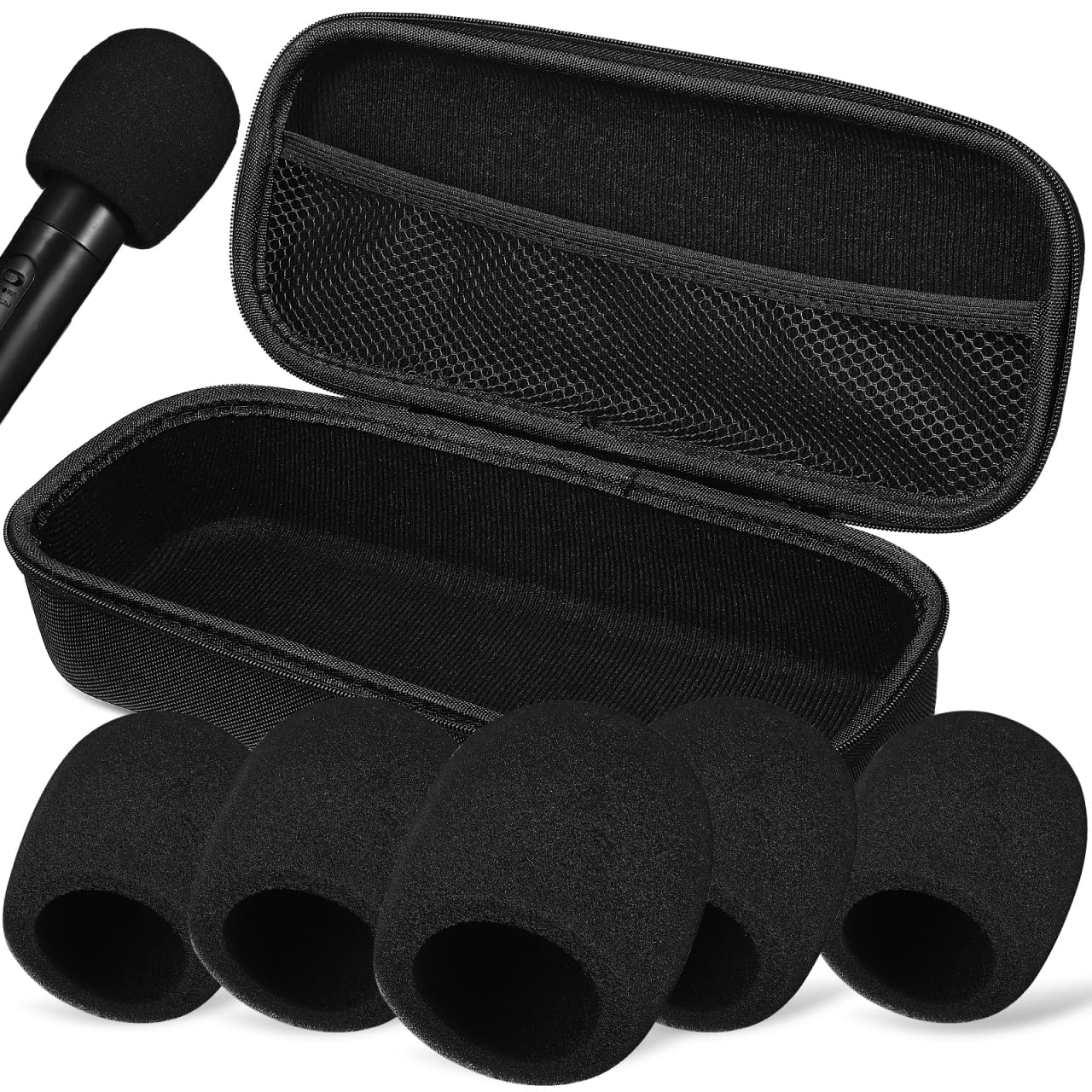Vaguelly Case with 5pcs Foam Mic Covers, Dual Mic Bag Hard Carrying Travel Case Bag, EVA Carrying Case Protective for — image 1