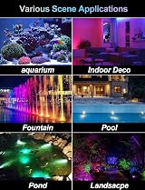 NATPOW RGB Underwater Pond Lights 6-in-1 IP68 APP Control Remote 5V view 6