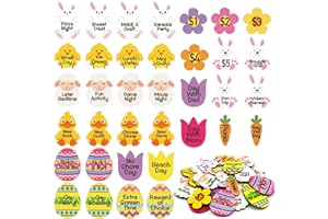 Ahzemepinyo 36 Pcs Easter Egg Tokens Wooden Easter Reward Tokens Easter Egg Fillers Easter Basket Stuffers with 36 Different Engraved Sayings for Easter Egg Hunt Prize
