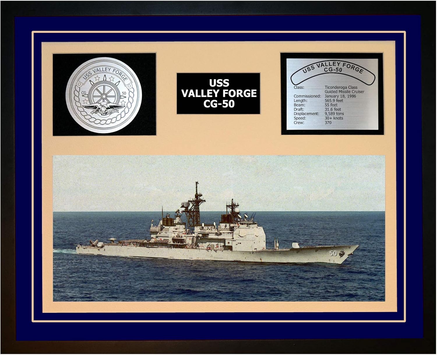 Amazon 海軍emporium Uss Valley Forge Cg 50 Framed Navy Ship表示 W X 16 H ブルー アートフレーム ポスター オンライン通販