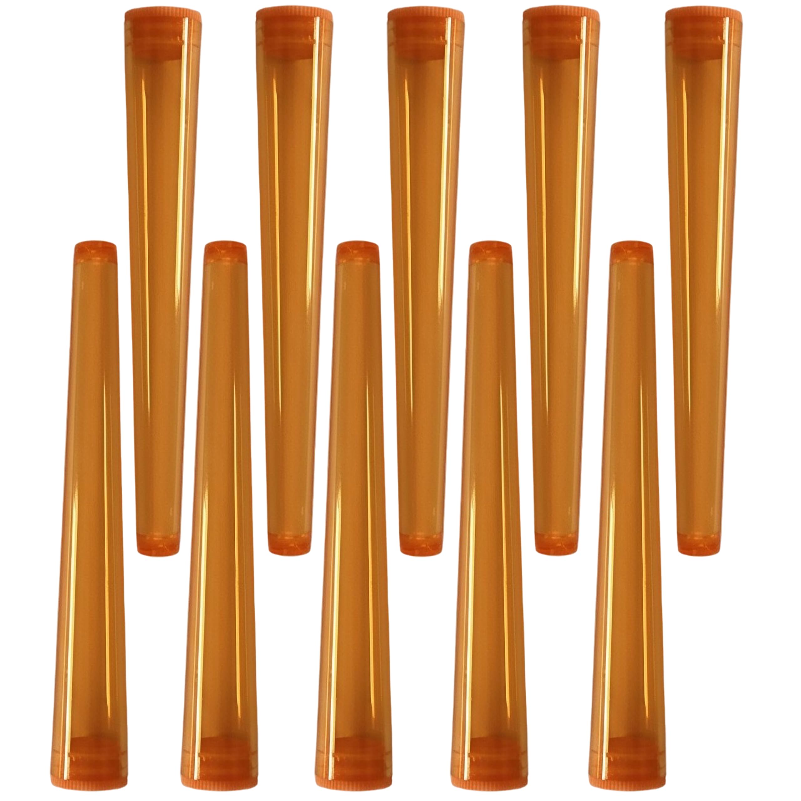 Cherry-on-Top King Size Cone Holder Air Tight Hard Plastic Tube Smoking Rolling Cig Tube, 10 Holders Orange