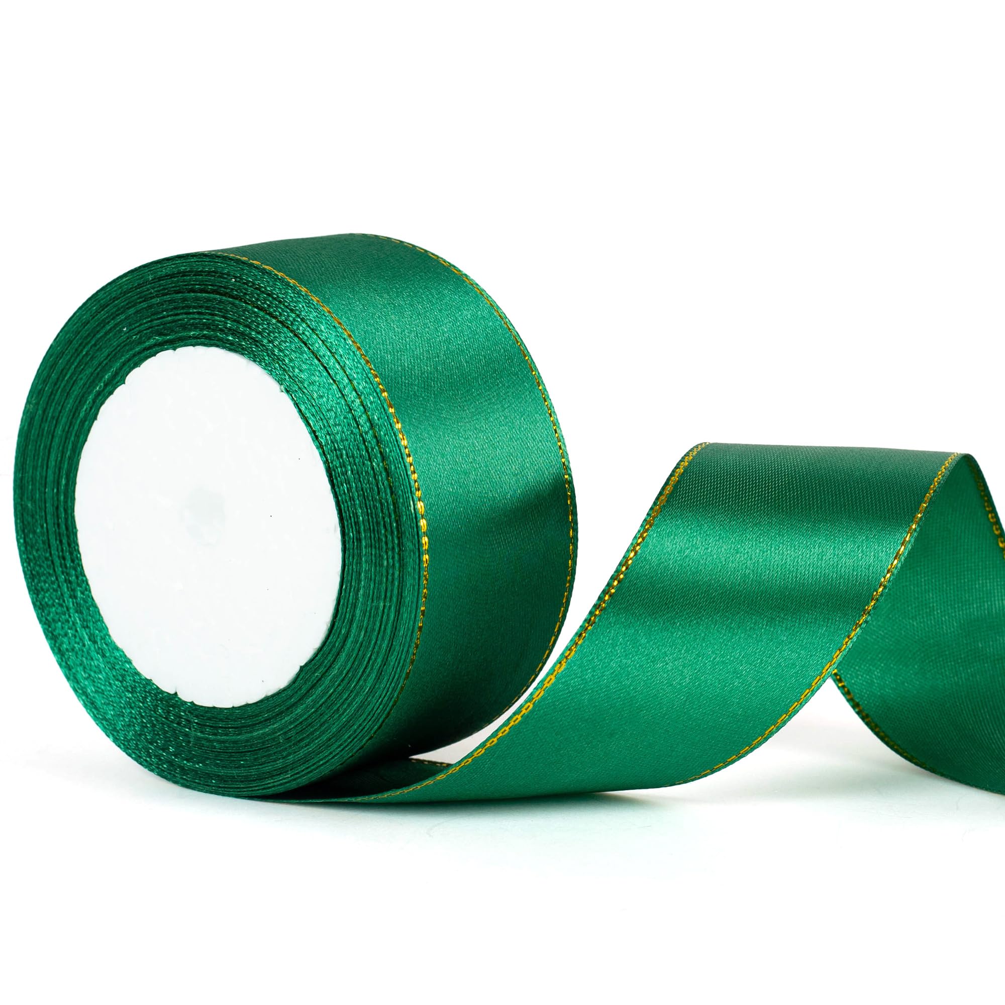 22m x 40mm Wide Dark Green Ribbon Thick Green Christmas Ribbon for Gift Wrapping, 1.5 inch Thick Green Satin Ribbon for Christmas Wrapping Present Cake Xmas Tree Hair Bow Bouquet Crafts Decorations