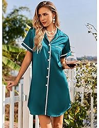 Ekouaer Satin Nightgowns for Women Button Down