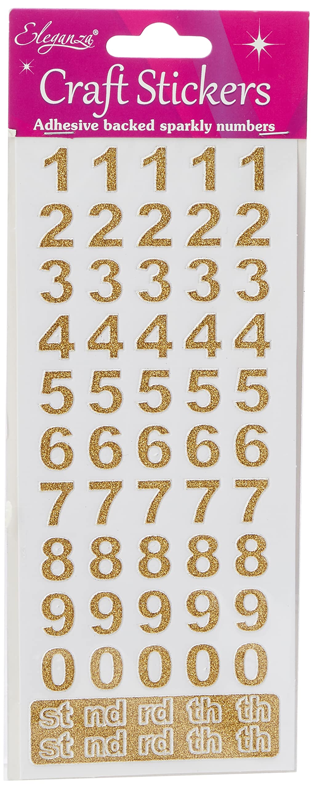 Oaktree Crafts Eleganza Bold Number Set, Gold Number 65, 16.5 x 7.6 x 0.2 cm