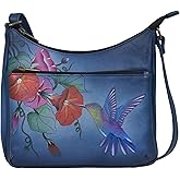 Anna by Anuschka Women's Original Genuine Leather Hand-Painted Medium Crossbody - Leather Handbag for Women