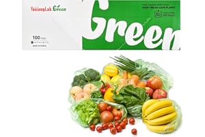 YoojungLab Green, Food Storage Bags, 14.17" 18.11" 100bags, Keep Fresh Produce Bags, Food Saver Storage for Fruits, Vegetable