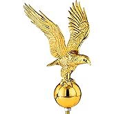 Golden Eagle Flagpole Topper, 13" Eagle Ornament for 20/25/30 Ft Telescopic/Sectional Flag Poles Outdoor, Fit 2" Standard USA Flag Poles, Auro 1 - Gold