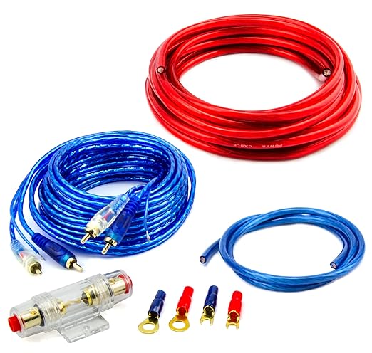 CAR HIFI Verstärker Endstufe Kabel Anschlusskabel KOMPLETTSATZ 10 qmm mit Cinch Kabel