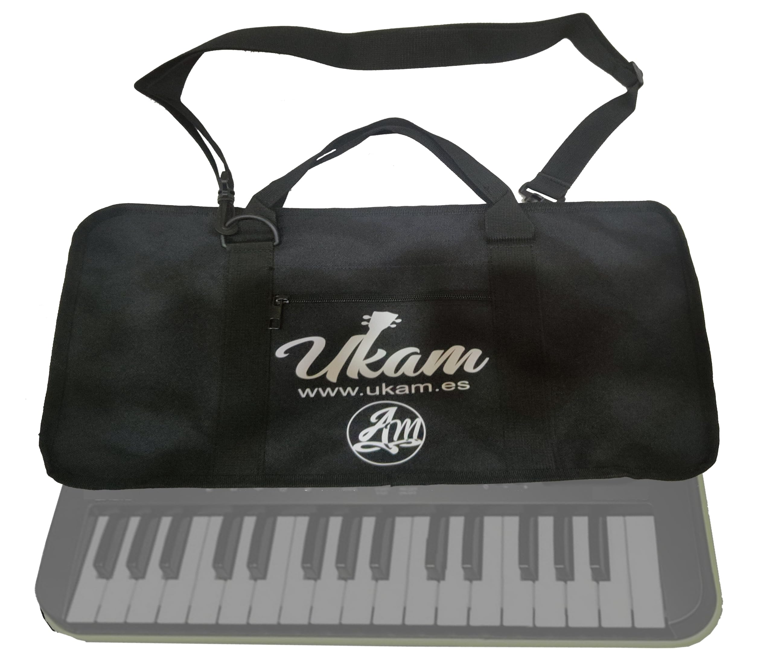 Ukam unpadded case with bag for mini-keyboards 32 notes. Compatible with: Casio SA46/SA47, SA-50/SA-51, OQAN QKB32 and KURZWEIL KP10. Measurements: 47 x 25 x 7 cm, Made in Spain (with shoulder strap).