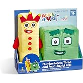 hand2mind Numberblocks Three &amp; Four Playful Pals, Plush Figure Toys, Numbers for Toddlers, Preschool Math Learning Toys, Stuffed Animal Plushies, Counting Blocks, Soft Stuffies, Kids Birthday Gifts