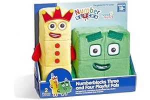 hand2mind Numberblocks Three & Four Playful Pals, Plush Figure Toys, Numbers for Toddlers, Preschool Math Learning Toys, Stuffed Animal Plushies, Counting Blocks, Soft Stuffies, Kids Birthday Gifts