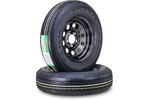 ROCKMAN Trailer Tire Wheel Assembly ST175/80R13 6-Ply C 91M 5 Lug on 4.5" PCD Black Mod Rim,SET 2