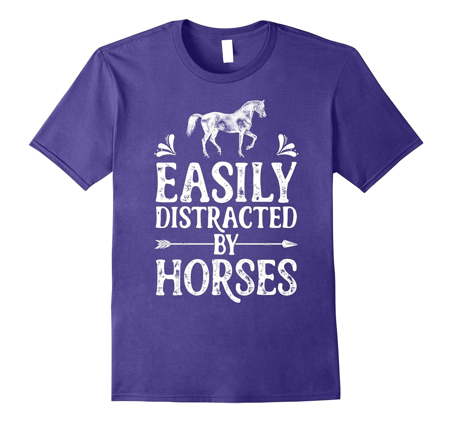 Easily Distracted By Horses T Shirt I Love Horse Funny Tees-Rose