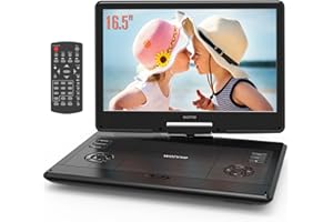 WONNIE 16.5" Portable DVD Player with 14.1" Large HD Swivel Screen, 6 Hours Rechargeable Battery, DVD Player Portable Support