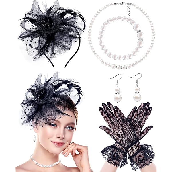 Black Lace Fascinator by Beloved Millinery Black cap with netted lace and silver flower brooch from  main image 3