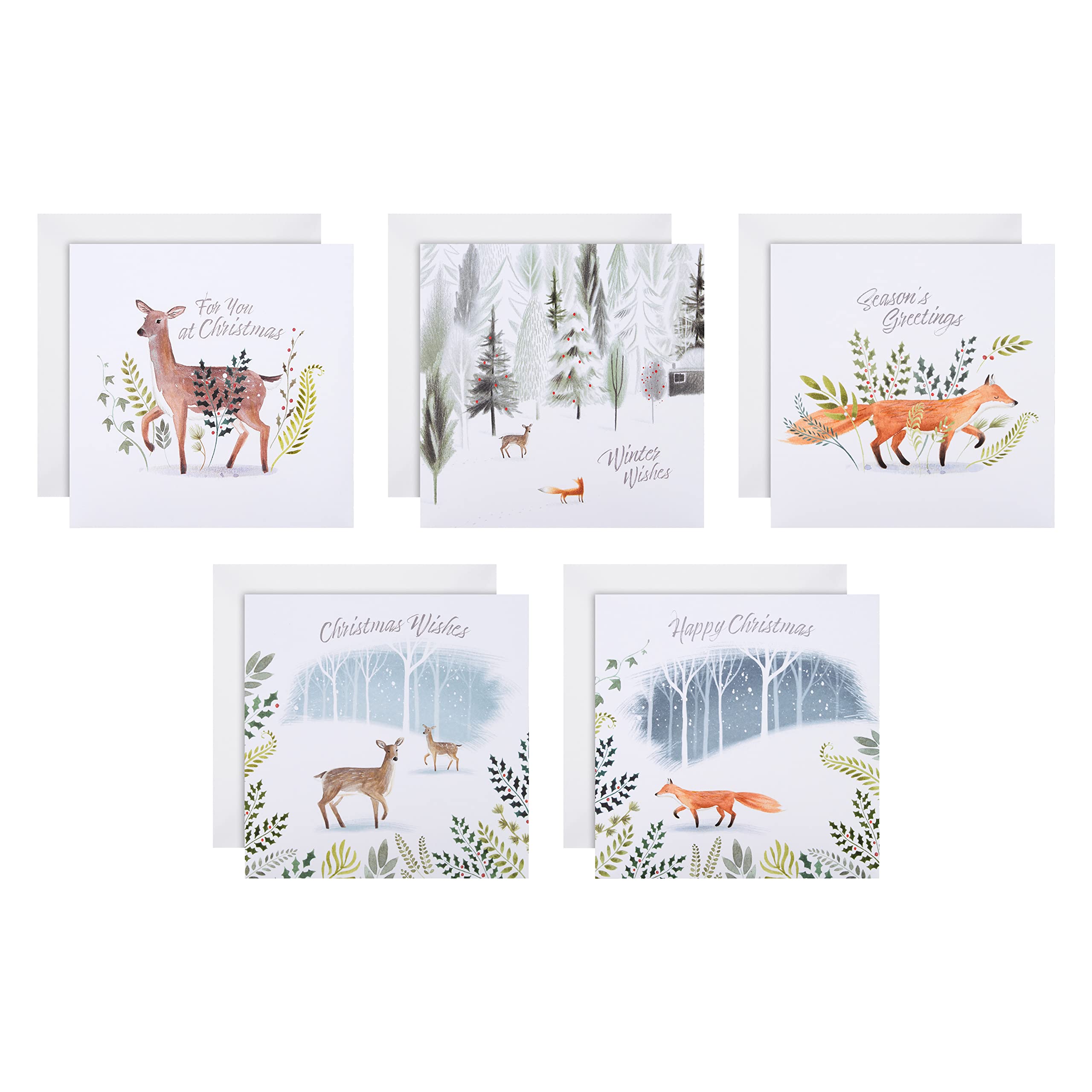 Hallmark Charity Christmas Cards - Pack of 30 in 5 Contemporary Designs, 25572267, Woodland Animal Card Pack