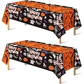 OHOME Halloween Decorations - 2 Pack Plastic Tablecloth for Halloween Party Decorations | Skeletons Bats Ghosts Pumpkin Table Decor for Outdoor Indoor Party Favors Supplies Backdrop Banner