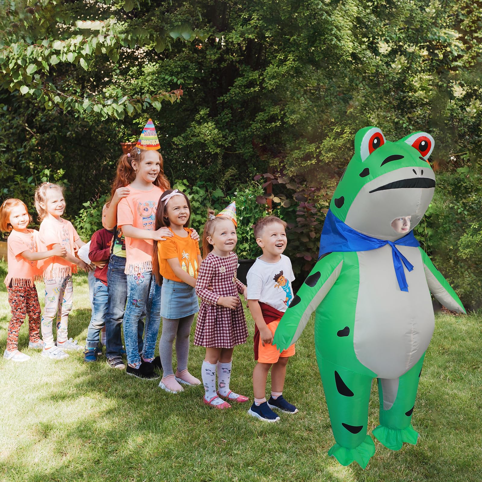 Stegosaurus Inflatable Frog Costume for Kids Halloween Cute Animal Costumes Funny Blow Up Suit for Boys Girls Cosplay Party Green