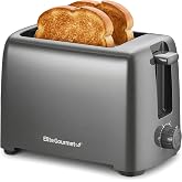 Elite Gourmet 2-Slice Cool-Touch Toaster, 1.25" Extra-Wide Slots, 6 Shades | Gunmetal Gray, Cancel, Bagels, Waffles, ECT1027G