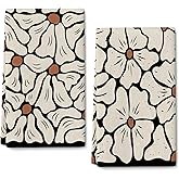 Verdiqor Black Geometric Kitchen Towels Set of 2, Boho Floral Dish Towel Decorative, Cute Beige Hand & Tea Towels for Kitchen Drying, Housewarming Botanical Towel Decor Gifts for Women