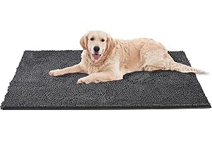 Naturei Ultra Absorbent Front Door Mat, 60" x 36" Dog Door Mat for Muddy Paws, Soft Chenille for Dogs Front Doormat, Washable