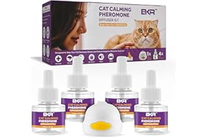 BKRMART Cat Calming Diffuser 4 Pack 48ml Refills Cat Pheromone Diffuser With Cat Diffuser Kit | Calming Diffuser For Cats Calming Pheromones Diffuser Help Reduce Stress Calming Pheromone Diffuser For Cats