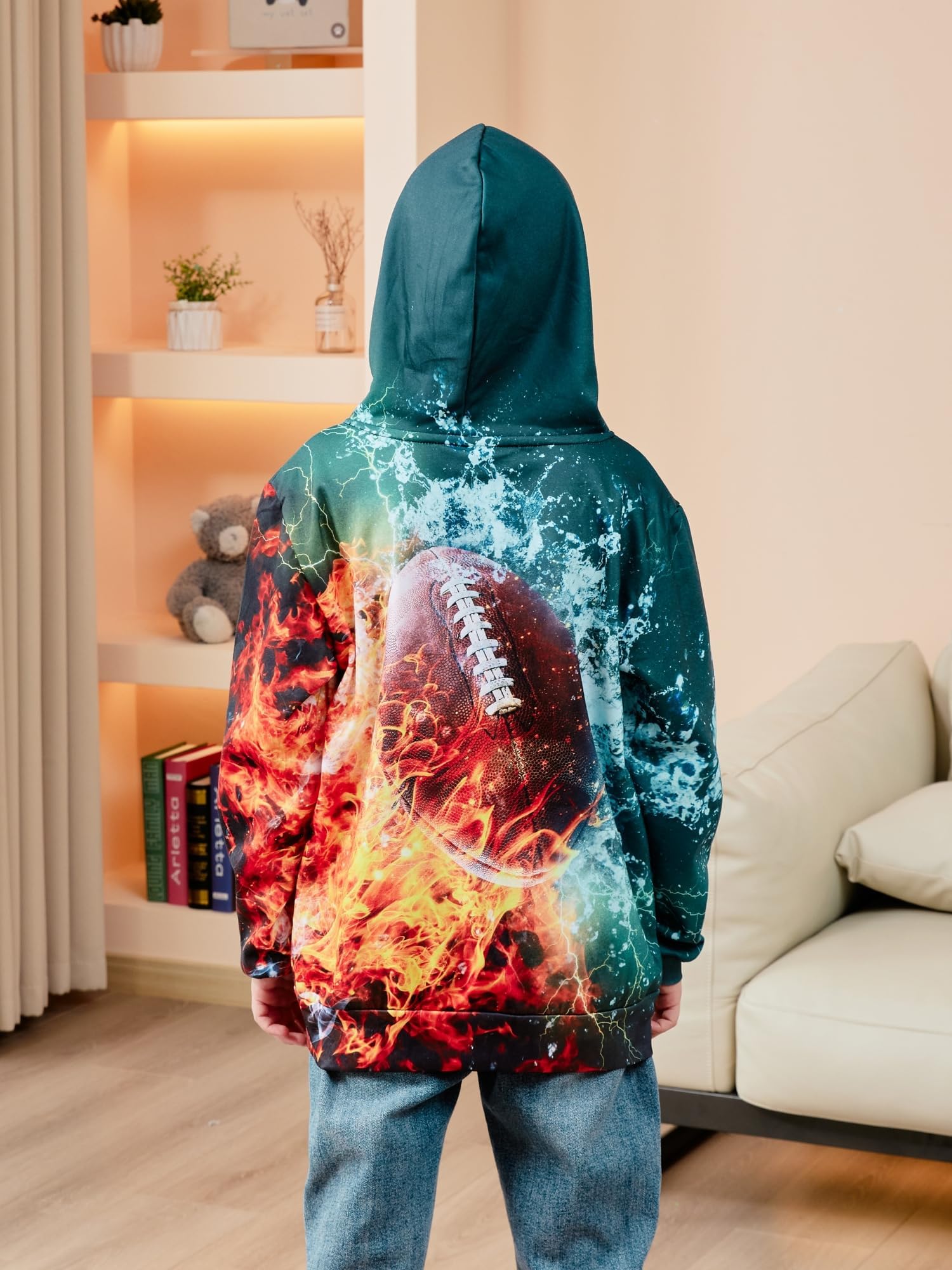 Idgreatim Kids 3D Graphic Pullover Hoodies Warm Thick Hooded Sweatshirt for Boys Girls 6-16 Years