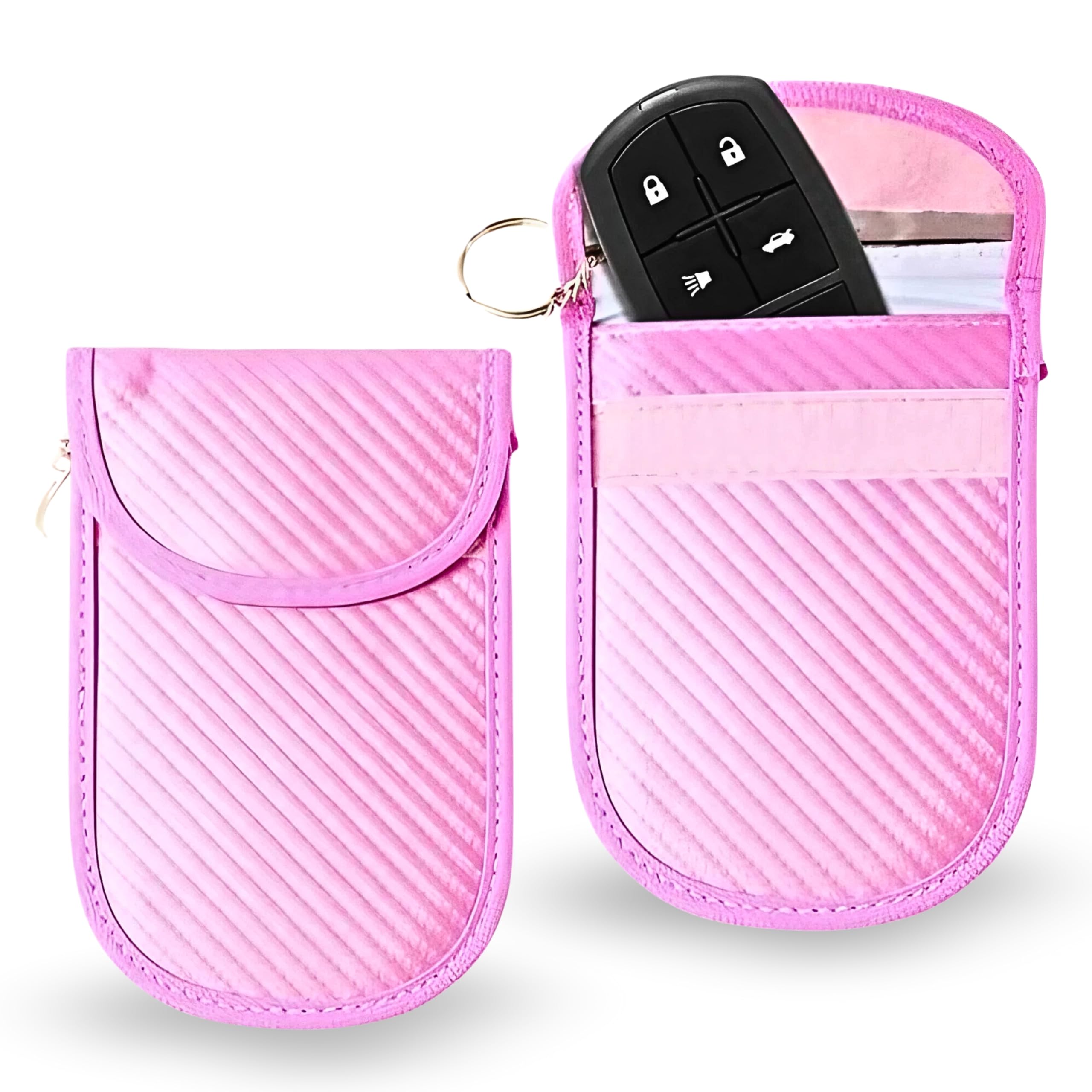 KF-Premium Faraday Pouch for Car Keys – Anti-Theft Car Key Signal Blocker Pouch & Faraday Bag – RFID/NFC Key Fob Protector for Vehicle Security – Signal Blocking Case (Pink)