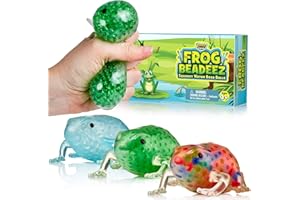 YoYa Toys Frog Beadeez Squishy Stress Balls (3 Pack) - Colorful Water Beads Squeeze Frogs - Animal Fidget Toys Sensory Toys for Autistic Children, ADHD, Anxiety, Birthday Party Favors