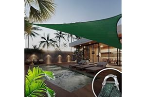 CIELO COLORIDO Reinforced Wire Ring 24' x 24' x 24' Green Triangle Shade Sail, Commercial Grade Canopy, Reinforced Corners and Edges