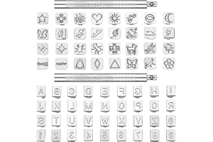WILLBOND 70 Pieces Leather Stamping Tools, Leather Stamping Kit with 2 Pcs Punch Tools, 68 Pcs Metal Letters, Numbers and Professional Capital Letter Pattern Craft Stamps Punch Set Tool