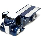 Jada Toys Just Trucks 1:24 1947 Ford COE Flatbed Die-cast Car Dark Blue/White with Tire Rack, Toys for Kids and Adults