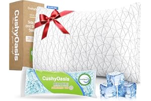 CushyOasis Shredded Memory Foam Pillows, Bed Pillows for Sleeping, Queen Size Pillows, Cooling Pillow, Stomach and Back Sleepers with Removable Washable Pillowcase (Queen*1)